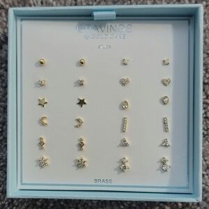 GOLD CAKE BrassMini Stud Earrings- 12 Pairs